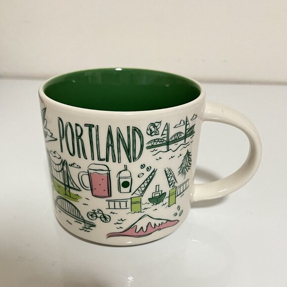 STARBUCKS 14 fl.oz GREEN COFFEE/TEA MUG "Been There Series" PORTLAND/NEW no box - Picture 1 of 7